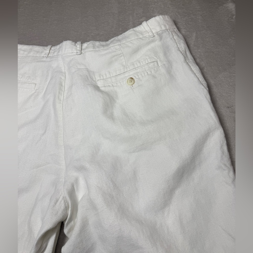Perry Ellis Men’s Linen Cotton Blend Coastal Nautical White Shorts Size 34 - Picture 12 of 16